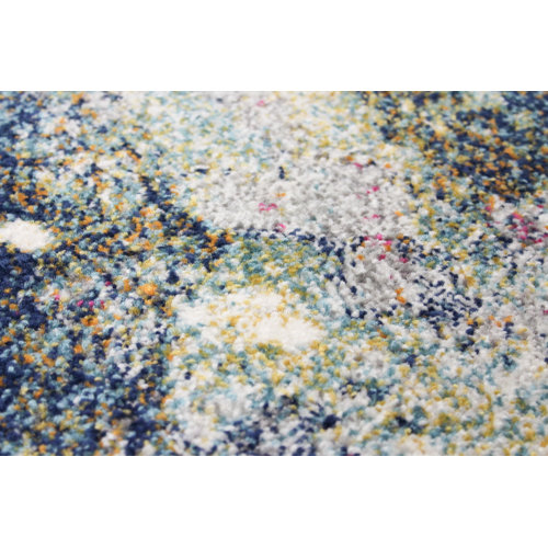 Hashtag Home Coughlin Abstract Ivory/Blue/Gold Area Rug & Reviews Wayfair